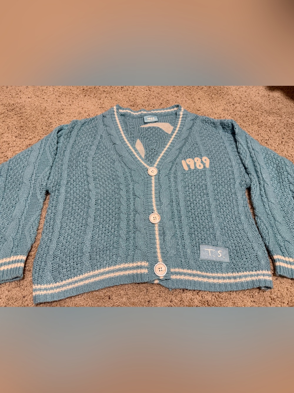Taylor Swift Taylors Version 1989 Light Blue Cable Knit Cardigan